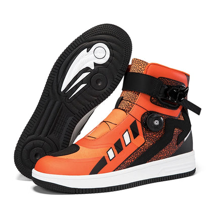 Motorcycle Riding Boots Unisex High Top Anti-Slip Wear-Resistant Comfortable Four Season Motorbike Shoes for Street Off-Road