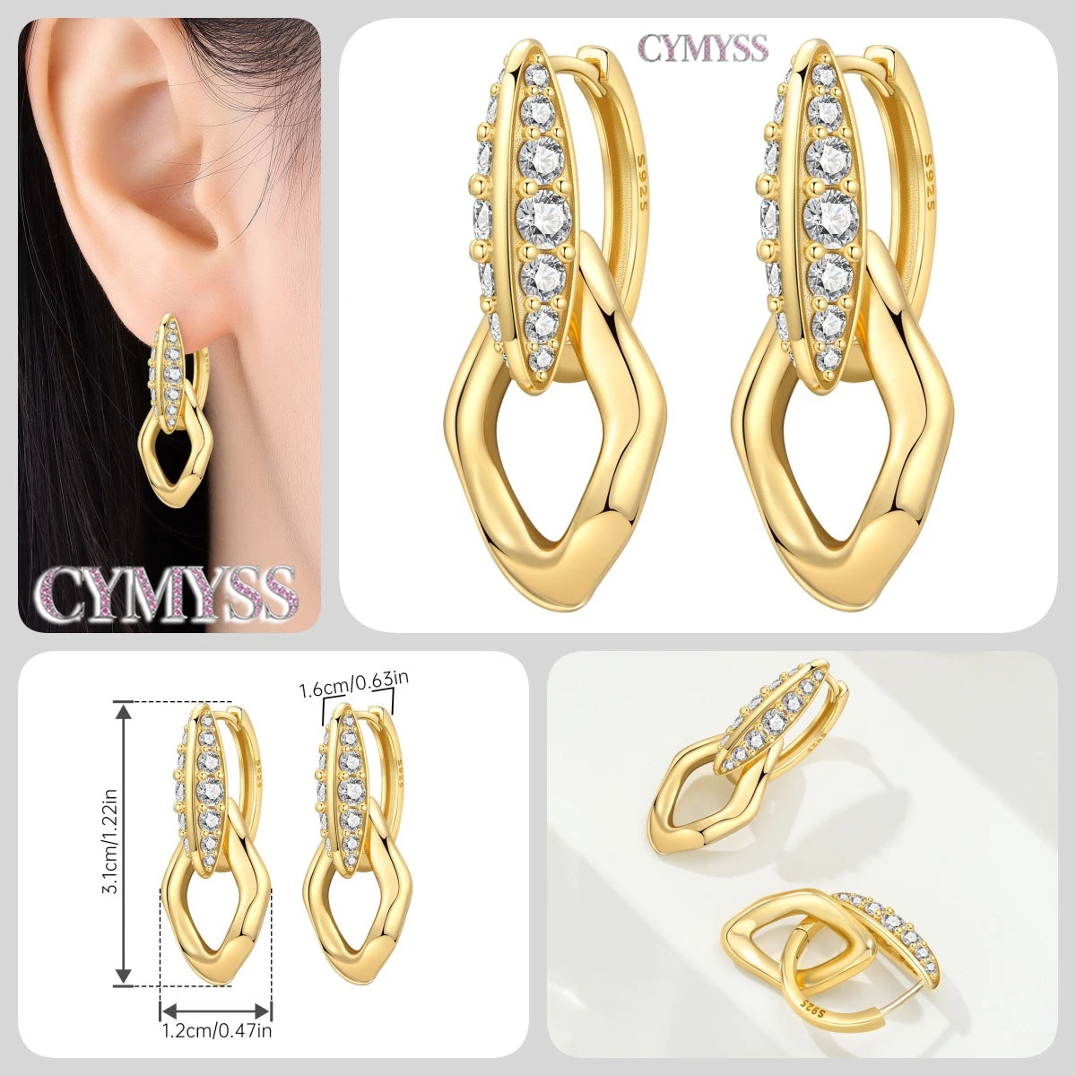 Original 925 Sterling Silver Heart Vintage Luxury Earrings Fashion 18K Gold Hoop Earrings for Women Piercing Jewelry Aretes 2026