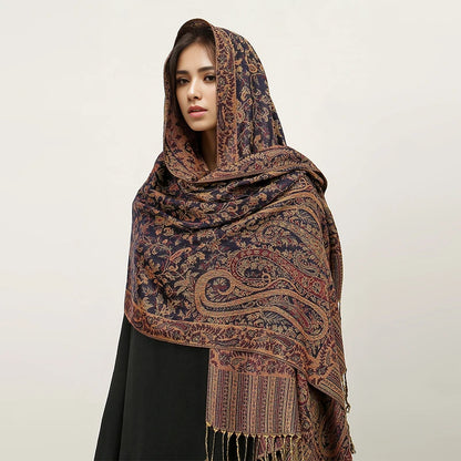2024 Luxury Brand Cashmere Women Scarf Printed Winter Warm Shawl and Wraps Pashmina Bandana Long Jacquard Paisley Female Foulard