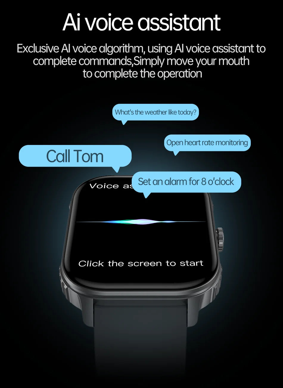 2026 1000mAh Large Battery 2026 New 2.04" HD Display Health Monitor Smart Watch Bluetooth Call IP68 Waterproof Sports Smartwatch