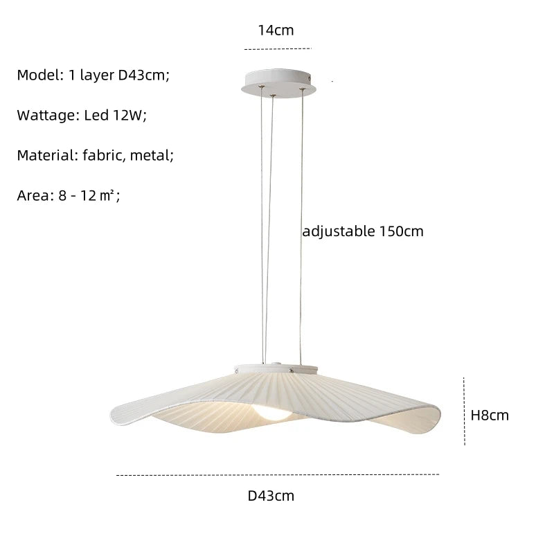 Modern Simple Fabric Led Pendant Lights Dining Room Nordic Chandelier Lamp Bar Hanging Lamp Home Decor Dimmable Light Lamparas