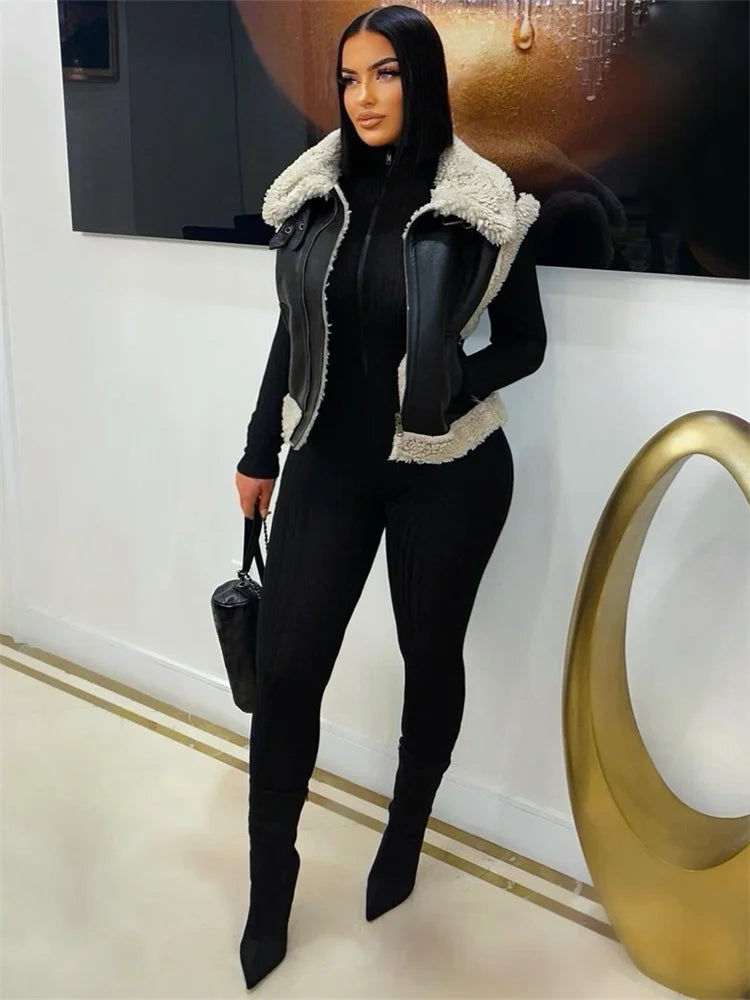 Nibber Activity Jumpsuits Women Turtleneck Zip Long Sleeve Stretch Skinny Streetwear Classic Fitness Workout Sporty Overalls