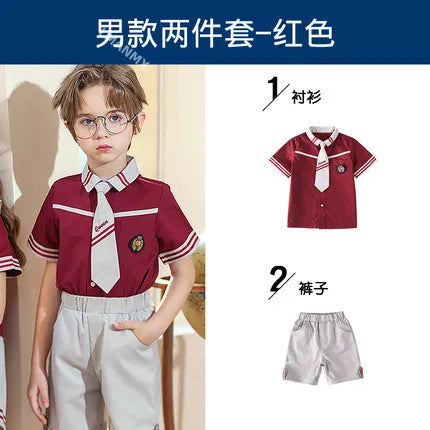 Kid Korean Japanese Striped School Uniform for Girls Boys Sailor Collar T Shirt Pleated Skirt Shorts Bow Clothes Student Outfit