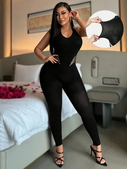 Women's Sexy Jumpsuit Backless Solid Color Sleeveless Solid Color Plus-Szie Jumpsuit