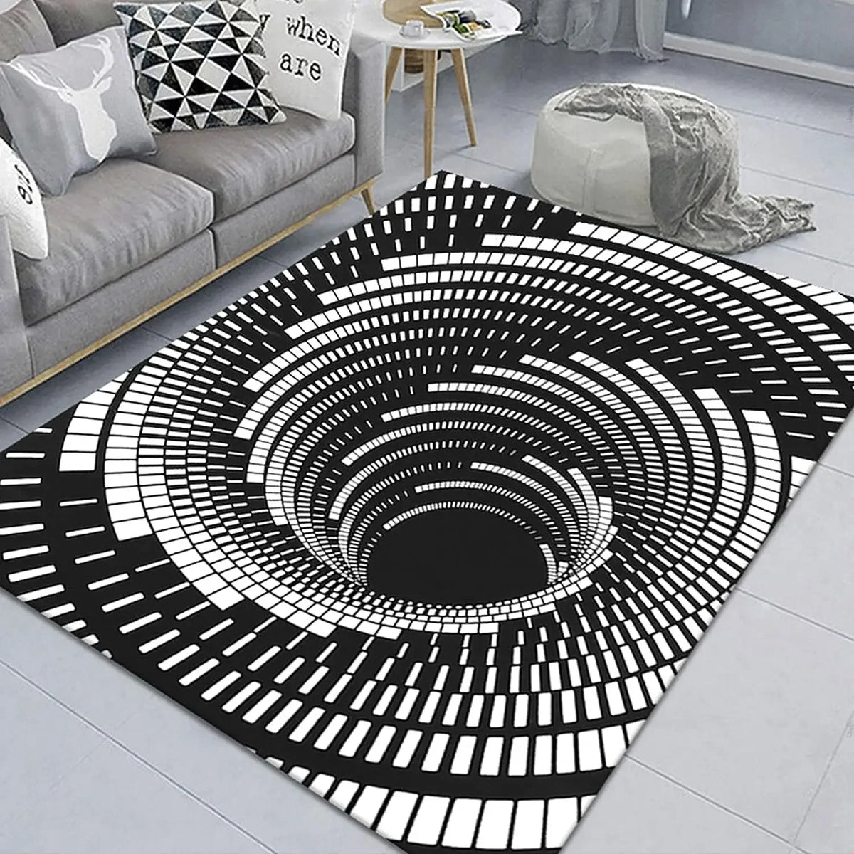 3D Vortex Illusion Carpet for Living Room Home Decorations Sofa Table Large Area Rugs Bedroom Bedside Foot Mat Non-slip Doormat