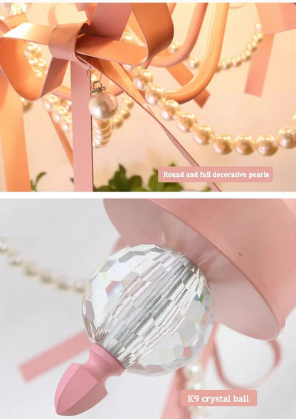 Pink Lovely Children's Room Chandeliers Crystal Cute Kid's Bedroom Pendant Lights Living Room Bedroom Hanging Lamps