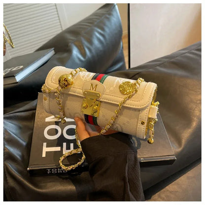 Light luxury brand-name high-end designer bag female 2025 new spring and summer niche shoulder bag messenger bag cylinder bag
