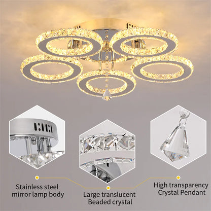 Modern Pendant Light Led Crystal Ring Ceiling Lamp Living Dining Room Chandelier Lustre Bedroom Luxury Home Decor Fixture Lumina