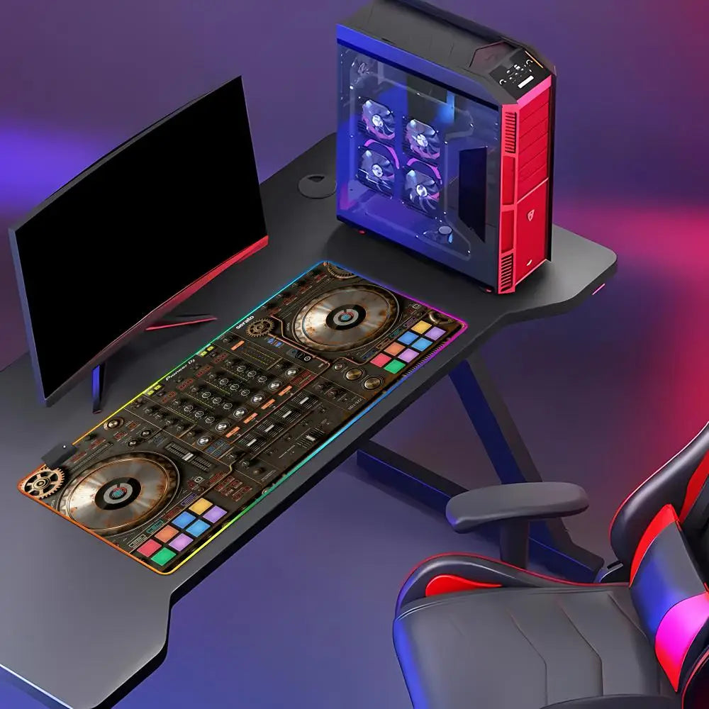 RGB Radio Dj Workbench Mouse Pad Gamer HD Large HD HYBXAXC Desk Mats MousePads Natural Rubber Carpet Anti Slip Laptop Mice Pad