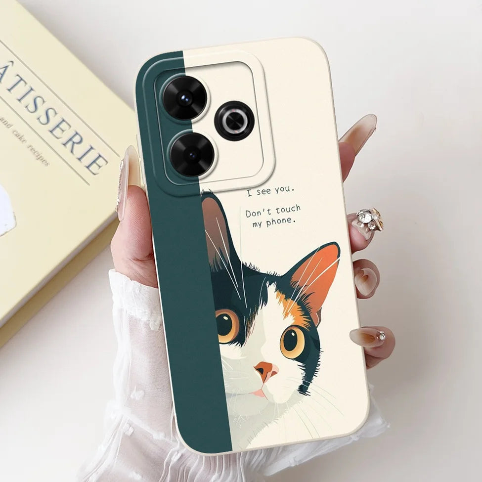 Casing For Redmi 13 Case 13 5G Cute Cat Fashion Luxury Flowers Silicone Shockproof Back Cover For Redmi 13 5G Phone Case Bumper