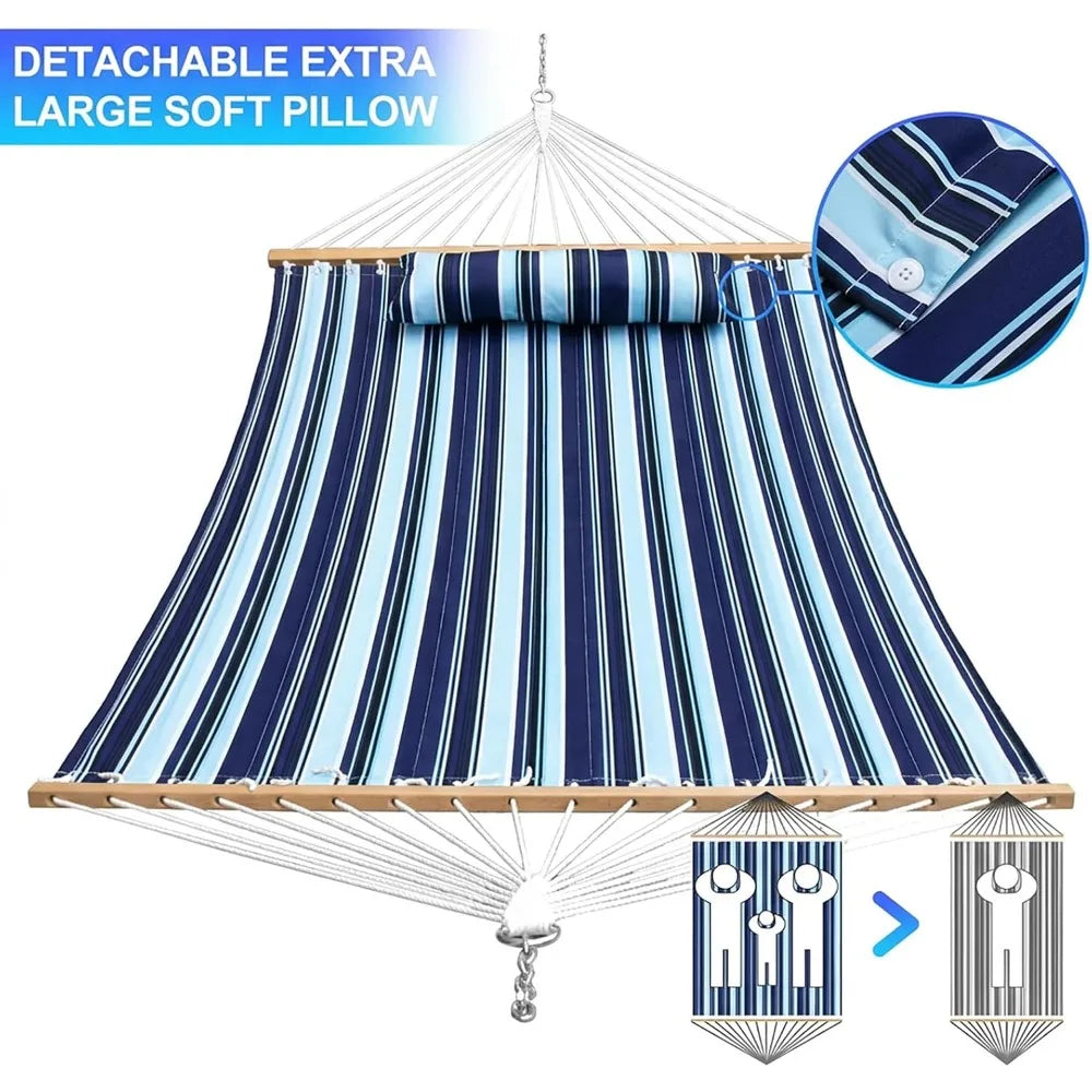 Portable Outdoor Hammock with Stand, Heavy Duty with Carrying Bag, Soft Pillow, Balance Ropes