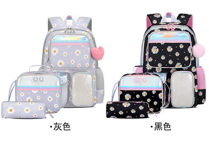 Cute Student Backpack 3pcs/set Primary Schoolbag Rabbits and Quicksand Kawaii Student Backpack Teenage Girls Handbag Rucksack
