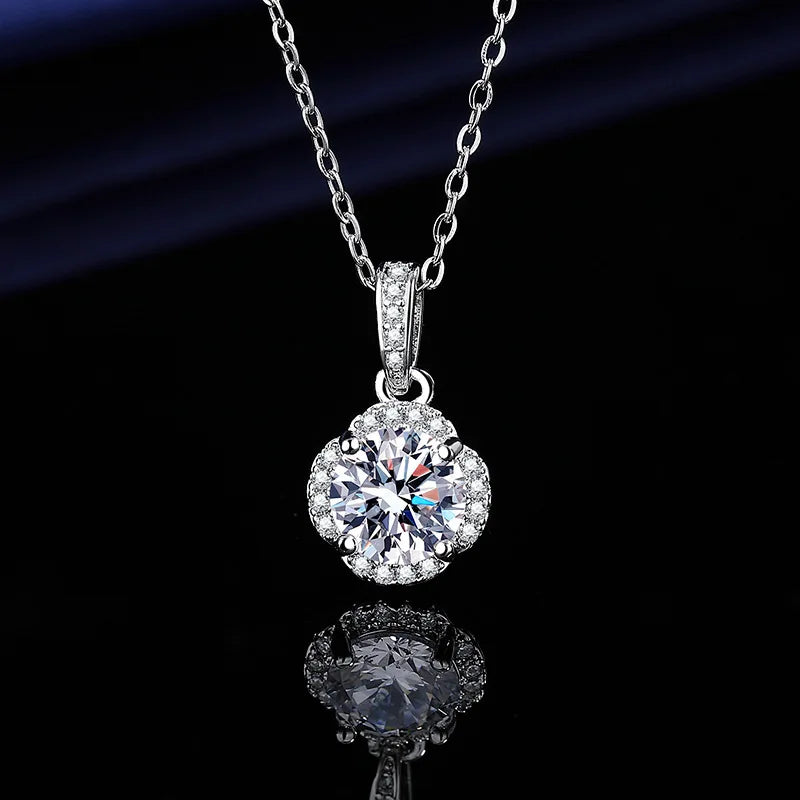 925 Sterling Silver Necklace For Women Zircom With Lab Diamond Jewelry Wedding Pendant  White Gold Plated