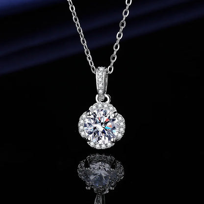 925 Sterling Silver Necklace For Women Zircom With Lab Diamond Jewelry Wedding Pendant  White Gold Plated