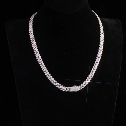 925 Silver VVS Cuban Link Chain Iced Out 1/2 Row S925 Sterling Silver Moissanite Necklace Bracelet for Men Women Gift