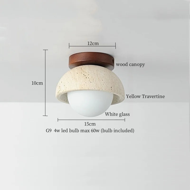 IWHD Japan Wabi Sabi LED Ceiling Lights Bedroom Bathroom Corridor Home Lighting Yellow travertine Ceiling Lamp Lampy Sufitowe