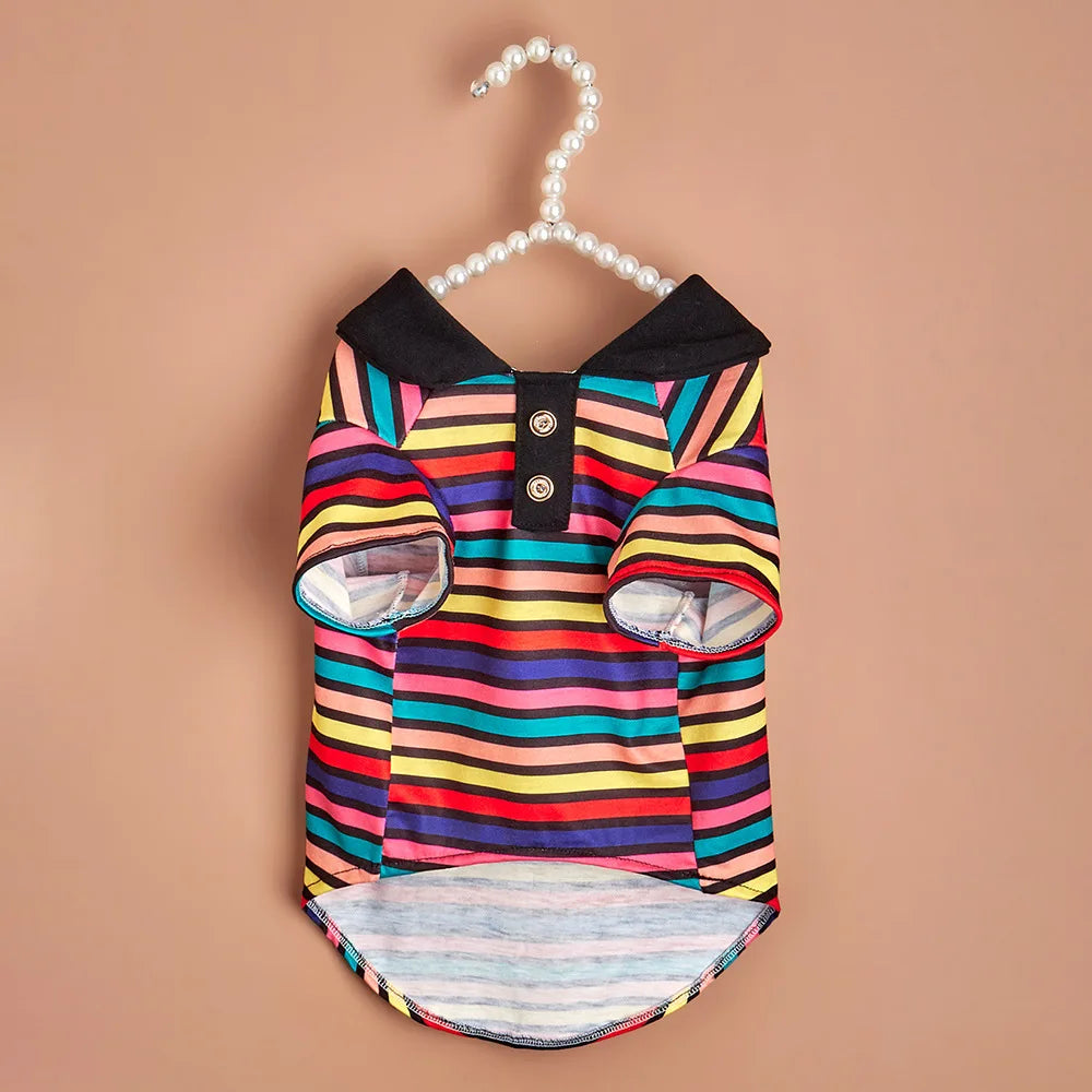 Sport Stripe Puppy Dog Polo Shirt Spring Autumn Pet Clothes for Small Dogs Schnauzer Maltese Bichon Pullovers Mascotas Clothing