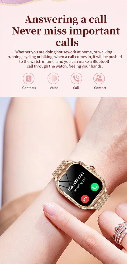 Fashion Women Diamond Watch 1.75 inch 360*360 HD Display Heart Rate Blood Oxygen Monitoring Bluetooth Call Smartwatch 2026 New