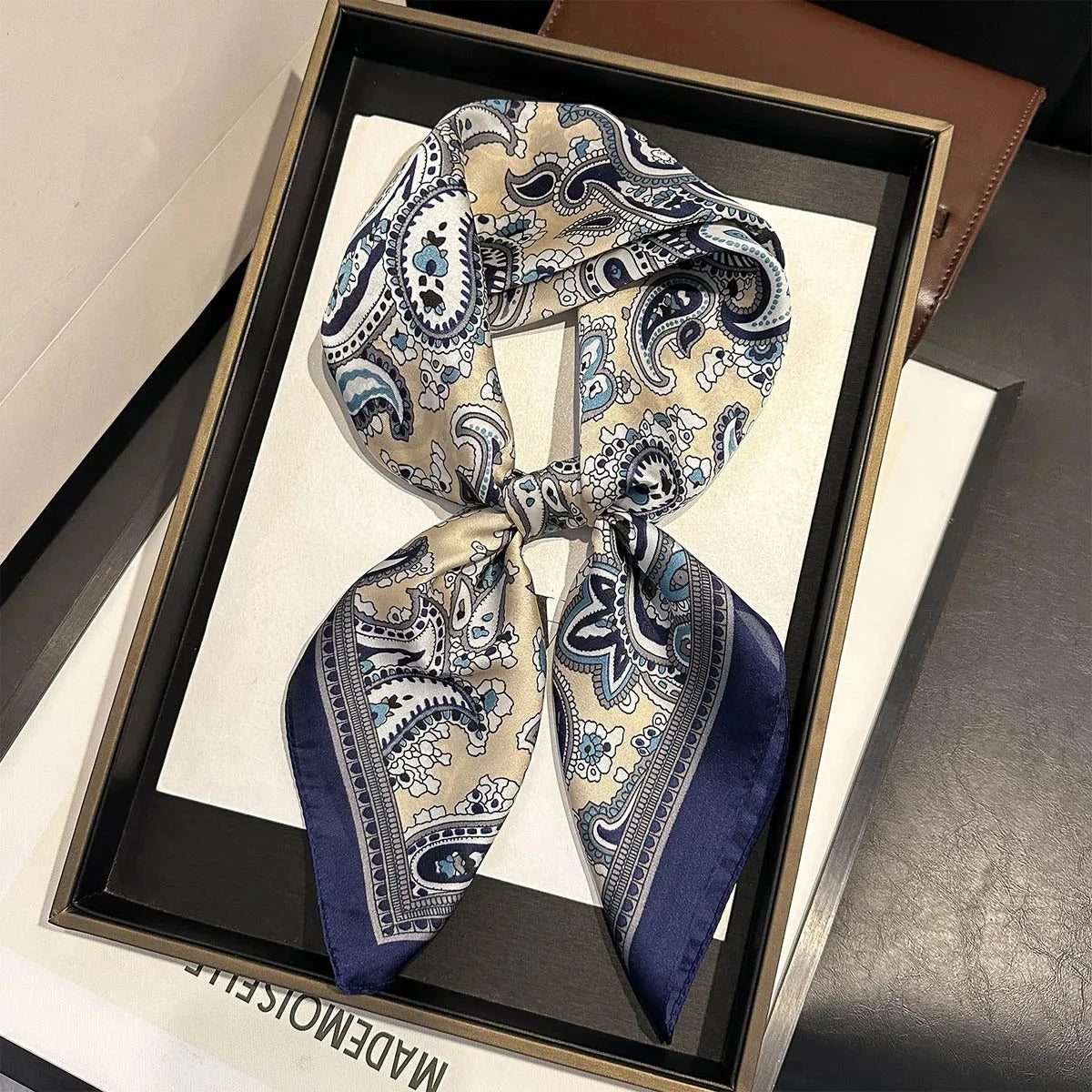 2025 New Paisley Print Silk Scarf for Women Square Hijab Soft Neck Tie Female Fashion Decoration Silk Headscarf 70*70cm Kerchief