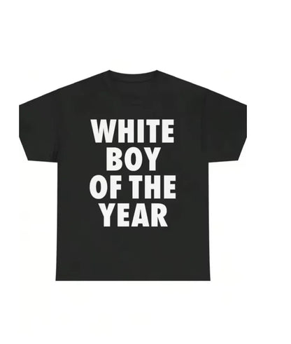 White Boy of The Year Text T-Shirt Women 2026 Funny Meme Graphic Tees Bold Streetwear Cotton Short Sleeve Tops