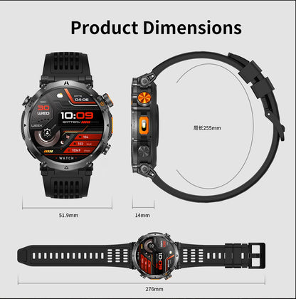 COANR2026 New Military Smart Watch 850mAh Battery GPS trace Compass 3ATM Waterproof Tactics Sport Flashlight call SmartWatch Men