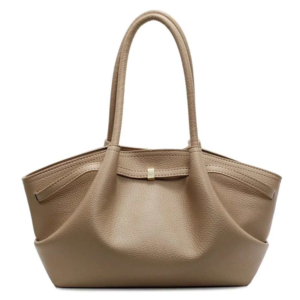 Luxury Lychee Pattern Underarm Shoulder Bags Solid Color PU Leather Women's Handbags Large Capacity Tote Bag Travel