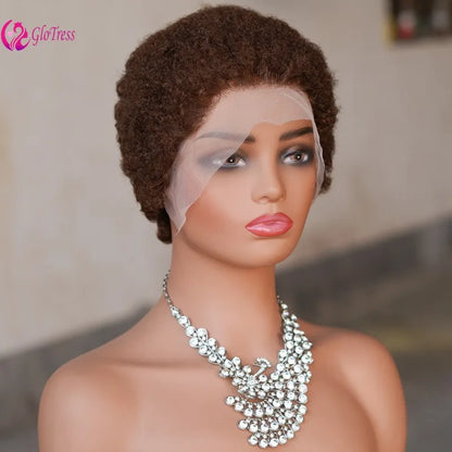 13x4 Lace Frontal Human Hair Pixie Wigs Brazilian Afro Kinky Virgin Remy Curly Afro Wig High Quality Comfortable Soft Natural