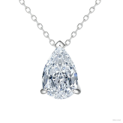 TY Certified 1CT 2CT Pear Cut D VVS1 Moissanite Necklace for Women 18k Gold Plated Jewelry 100% Sterling Silver 925 Pendant