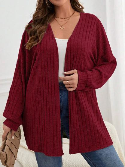 Autumn and Winter  Plus Size Women's 1XL-5XL Solid Color Loose Cardigan Top Women's Long Sleeved Knitted Jacket