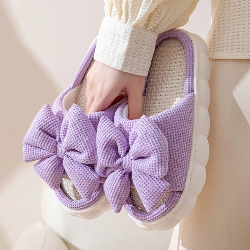 Platform Women's Slippers Home Bowknot Luxury Designer Shoes Girl Indoor Spring Summer Trend Footwear Flat Casual Elegant Slides