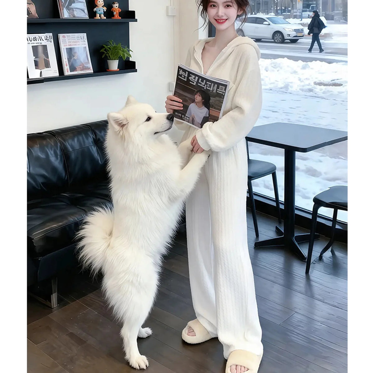 Spring Autumn New Hoodie Wide Leg Pants Two Piece Set Loose Slimming Casual Fashion Women's Trendy Outfit Korean Style