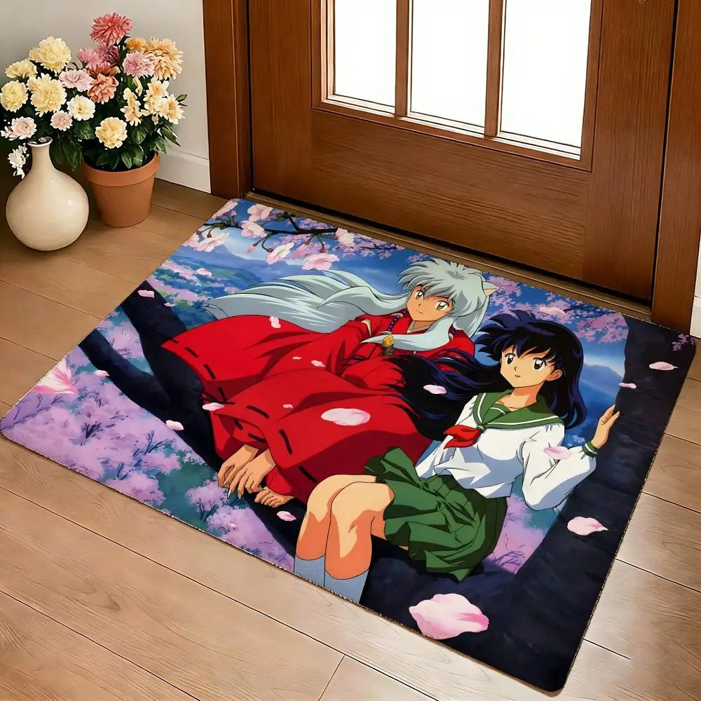 A-I-I-Inuyashas Floor Mat Cozy Flannel Soft Thick Non-Slip Mat For Living Room Bedroom Kitchen Decor Rugs
