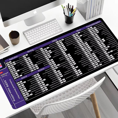 FCPX Video Editing Professional Shortcuts Keys Mouse Pad Natural Rubber 900X400 Table Mousepad Office User Anti Slip Desk Mat