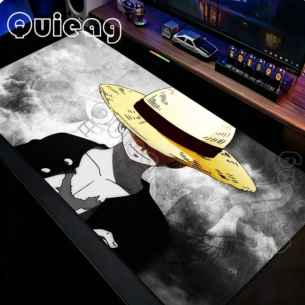 One Piece Extended Desk Mat Luffy Keyboard Mousepad Gaming Mouse Pad With Stitched Edge Non-Slip Carpet for Office Home Computer