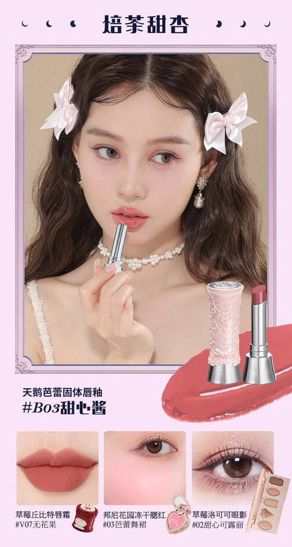 Flowerknows Complete Makeup Gift Set Long-Lasting Lip Glaze,Blush & Shimmer Eyeshadow Palette,All-in-One Beauty Kit Gift Box