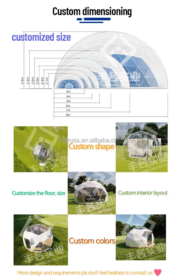 Luxury Modern Transparent PVC Four-Season Custom Garden Hotel Igloo Glamping House Geodesic Dome Tent