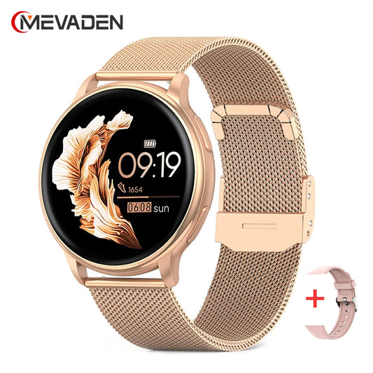 MEVADEN 1.32 inch Luxury Smartwatch Bluetooth Call Women Fashion Sports Fitness Tracker Health Monitor Smart Watch for Ladies