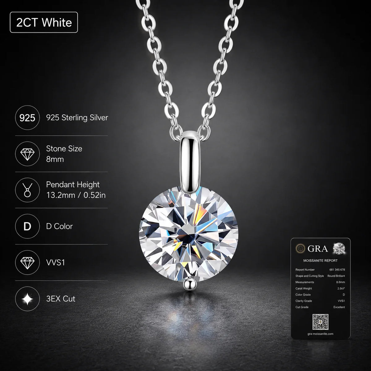 LongZhe S925 Silver Moissanite Mermaid Tear Necklace 1CT 2CT D Color GRA Certificate Diamond Tester Passed Fine Jewelry Gift