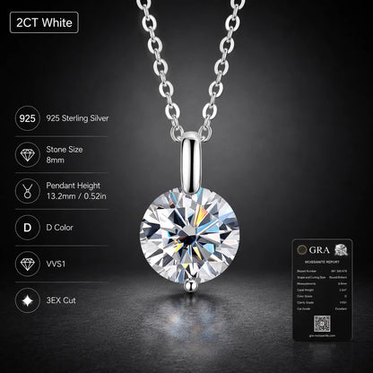 LongZhe S925 Silver Moissanite Mermaid Tear Necklace 1CT 2CT D Color GRA Certificate Diamond Tester Passed Fine Jewelry Gift