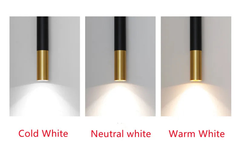 Cylinder Dimmable LED Pendant Lights Long Tube Lamps Dining Room Shop Bar Decoration Cord Pendant Lamp Background Wall Lighting