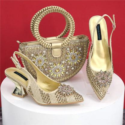 Italian Design Evening Shoes And Bag Paired With Handmade Petal Clutches Pointed Toe High-Heel Shoes For Women Party Shoes