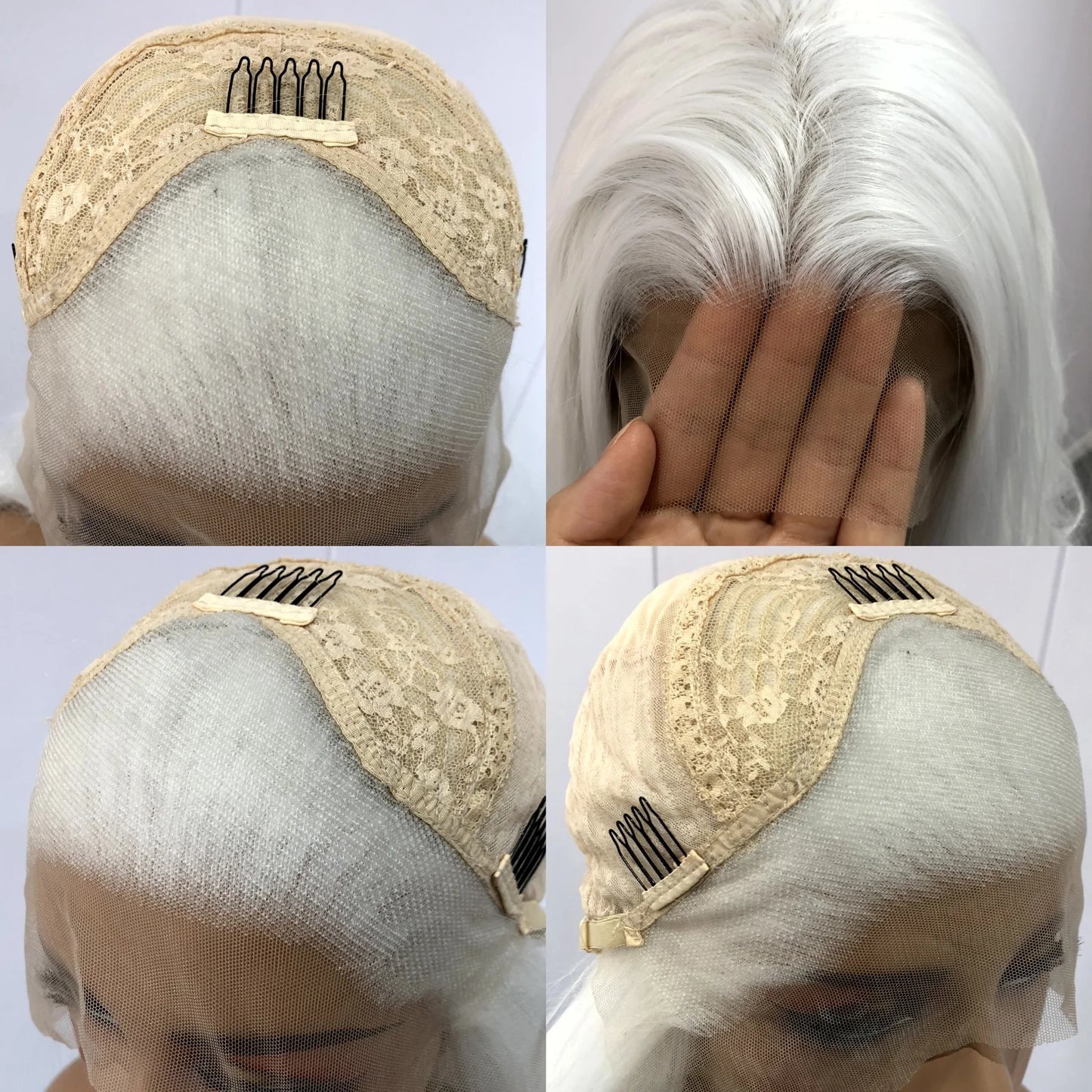 White Wig Natural Wavy Lace Synthetic Lace Front Wig Glueless Wigs Ready to Wear Long White Wig Glueless Lace Wigs for Women