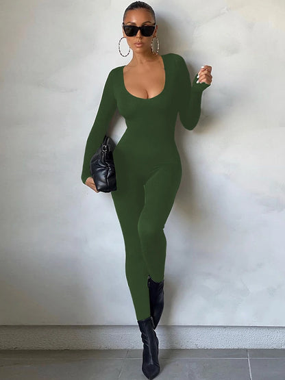 Dulzura Women 2024 Autumn Winter Long Sleeve Bodycon Streetwear Jumpsuit Overall One Piece Outfit Wholesale Items for Business
