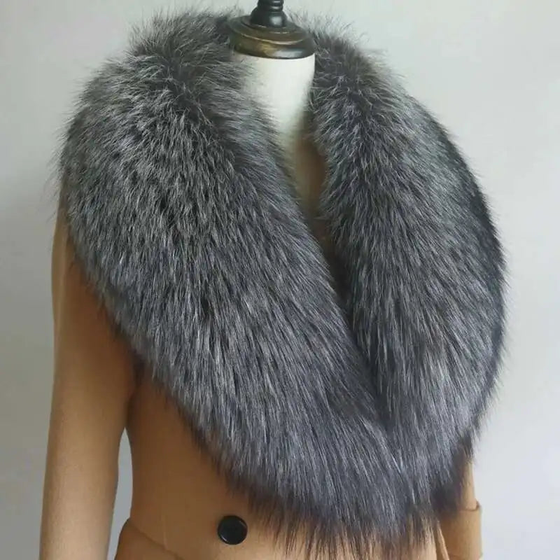 Real Fox Fur Collar for Women Coat Jacket Female Wraps Winter Warm Fur Scarf Extra Large Size Neck Warmer Fur Shawls Scarves