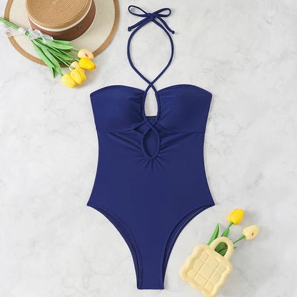 Solid Color Bathing Suit Bandeau Swimwear Woman 2026 One Piece Women's Swimsuit Female Bathwear Swimming for Beach Wear Monokini