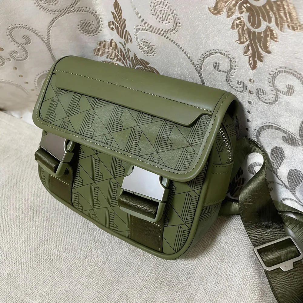 New retro printed messenger men's shoulder bag, PU casual trend crossbody bag, Boy fashionable mobile phone storage handbag