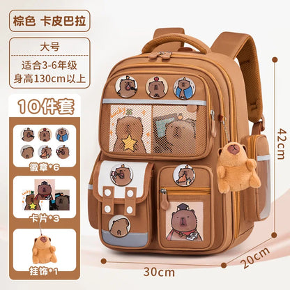 Capybara Children School Bags For Boys Girls Kids Alleviate Burden Protecting Spine Widen Straps School Backpack School Book Bag