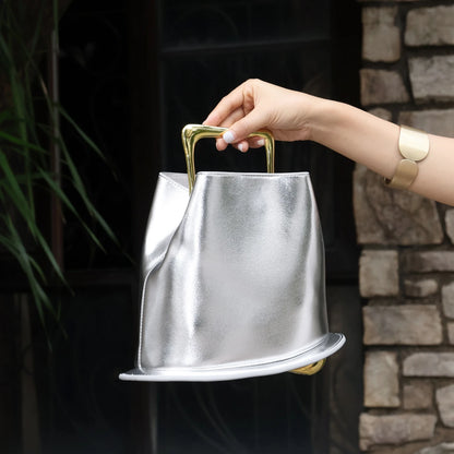 Fashionable Purses for Woman Silver Top-Handle Bags Hat Shape Handbags for Woman Shoulder Bags Evening Bags Luxury Designers