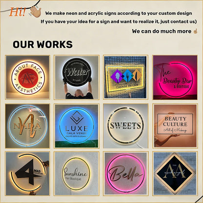 Custom Acrylic Sign Personalise Signboard Business Neon Logo LED Backlight Name Sign Decor for Office Door Sign Wall Decor Signs