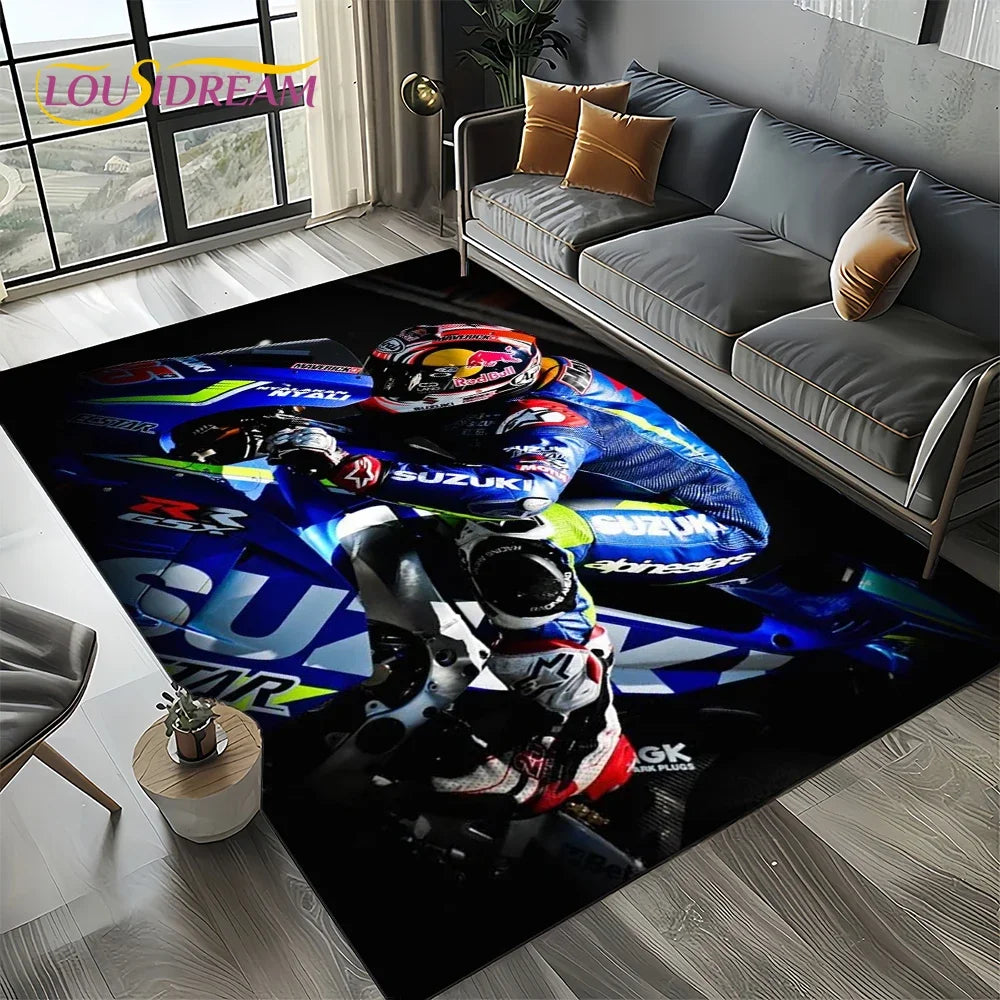 2025 Racing Car S-SUZUKI Logo Motorcycle Carpet Rug for Bedroom Living Room Home Sofa Decoration,kids Play Decor Floor Mat Gift